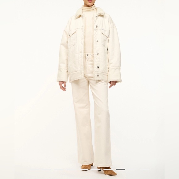 BNWT FW24 WRANGLER + STAUD REVERSIBLE BIGGEST JEAN JACKET IN CREAM MEDIUM $350 - Picture 6 of 10